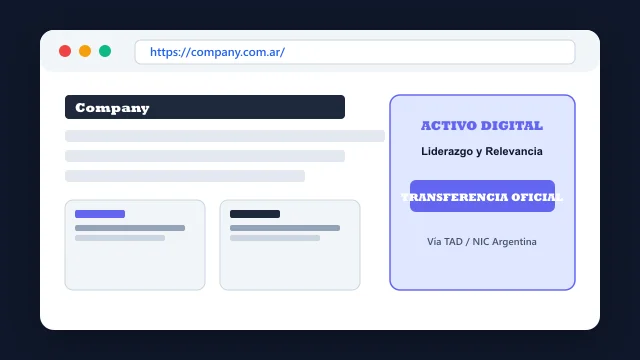 Ecosistema digital, branding y proceso de cesión registral formal de company.com.ar