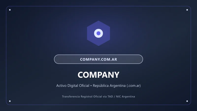Identidad visual y presentación comercial del nombre de dominio company.com.ar en venta